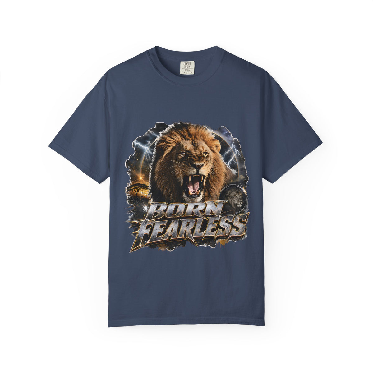 Roaring Lion Born Fearless T-Shirt | Graphic Wildlife Tee