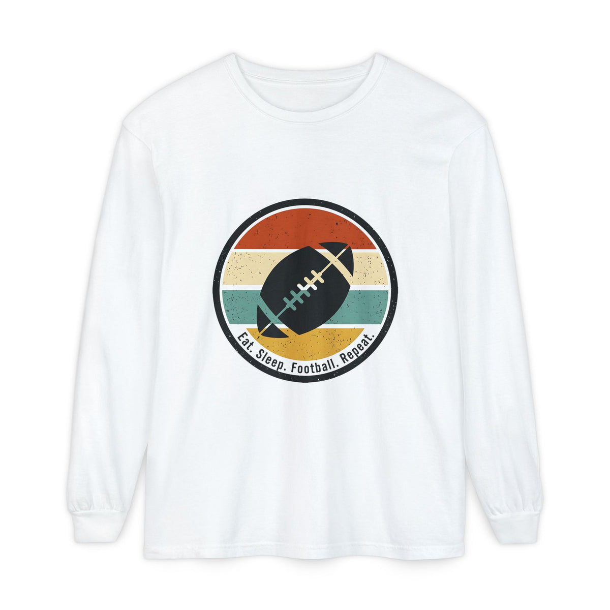 Retro Football Circle graphic Long Sleeve T-Shirt | Fall Sports Tee