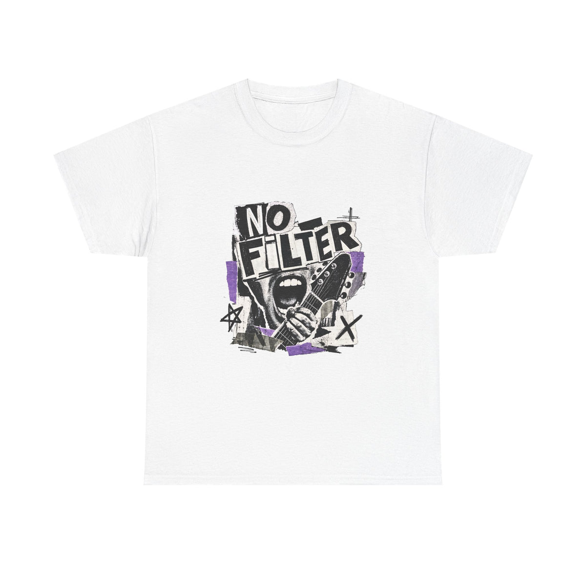 No Filter Graphic Tee — Edgy Microphone Rock Music T‑Shirt