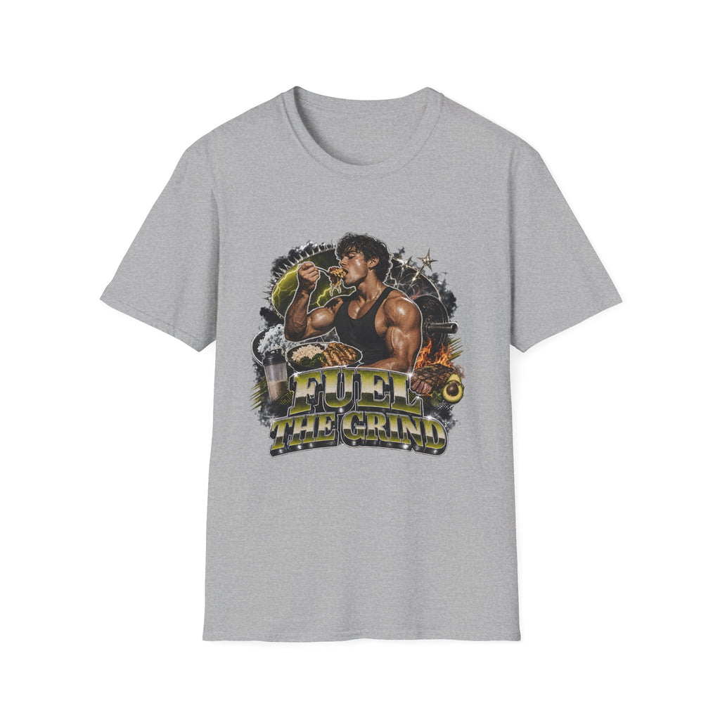 Bodybuilder Eating Food Illustration T-Shirt | Fuel The Grind