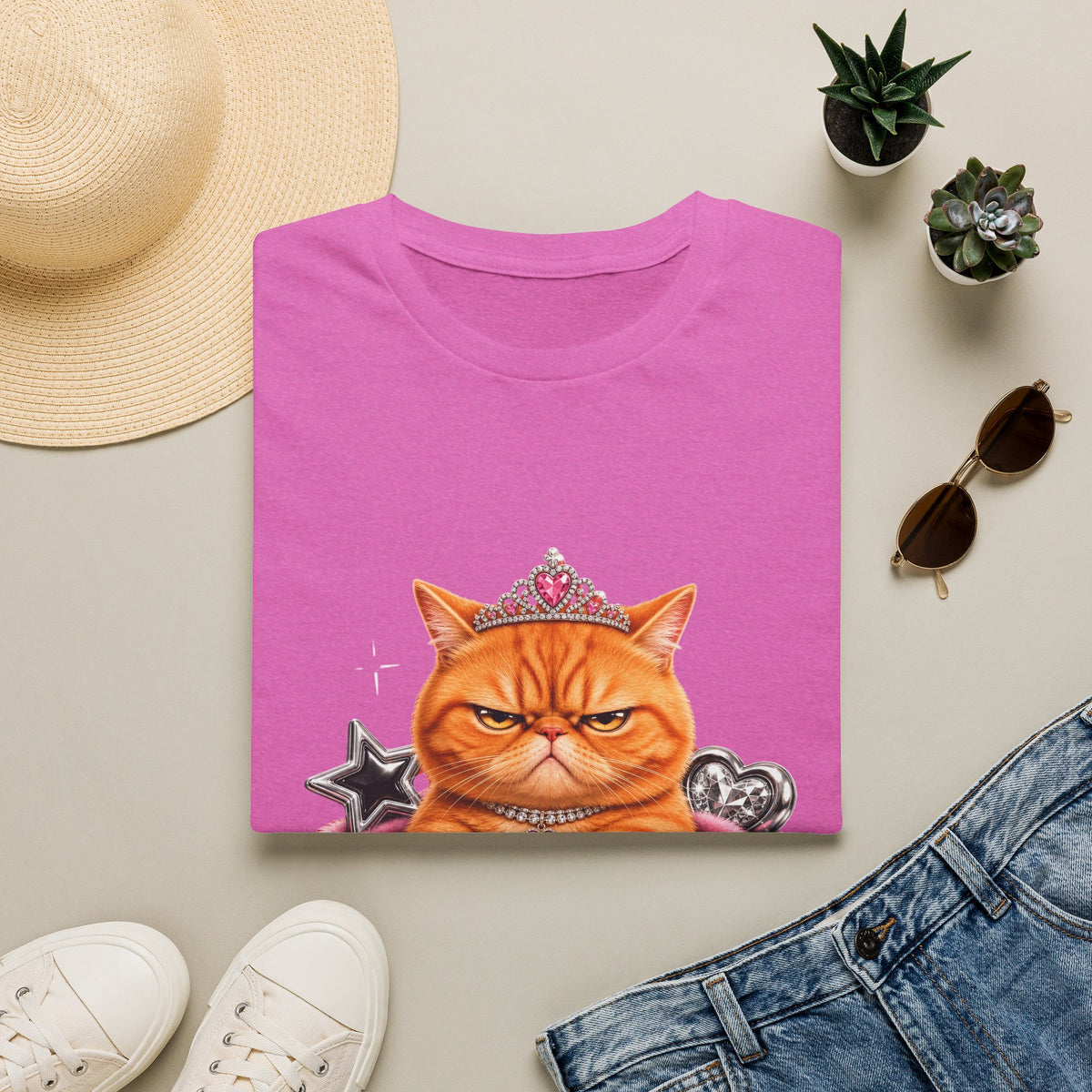 Grumpy Princess Cat T-Shirt — "Attitude Purrfect" Graphic Tee