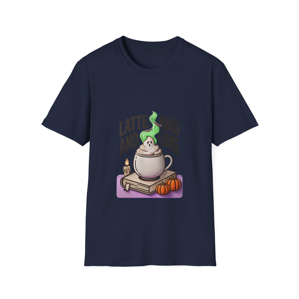 Latte and Lore T-Shirt | Witchy Coffee Book Illustration, Autumn Cozy