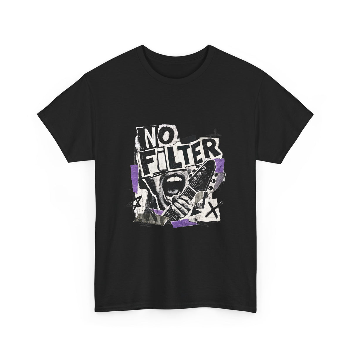 No Filter Graphic Tee — Edgy Microphone Rock Music T‑Shirt
