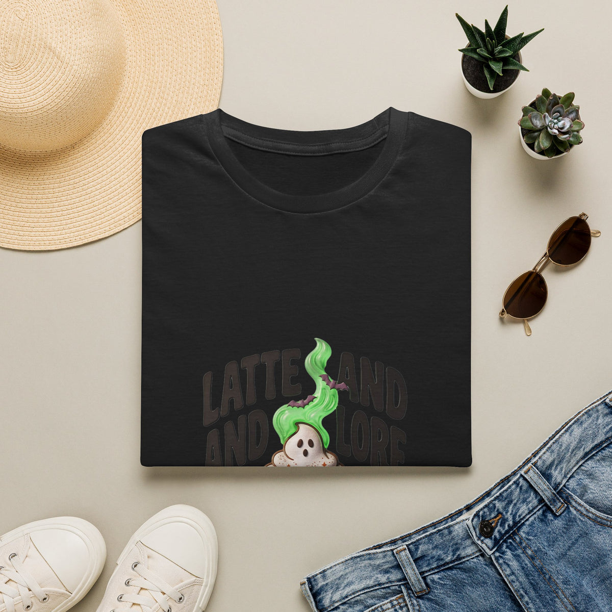 Latte and Lore T-Shirt | Witchy Coffee Book Illustration, Autumn Cozy