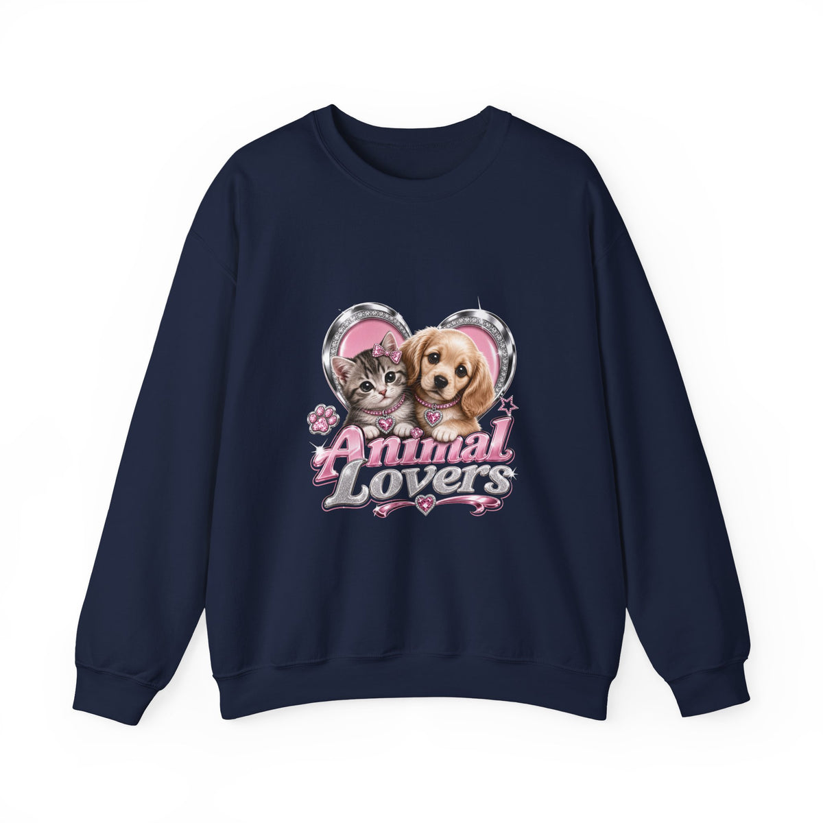 Animal Lovers Sweatshirt | Cat and Dog Heart Design