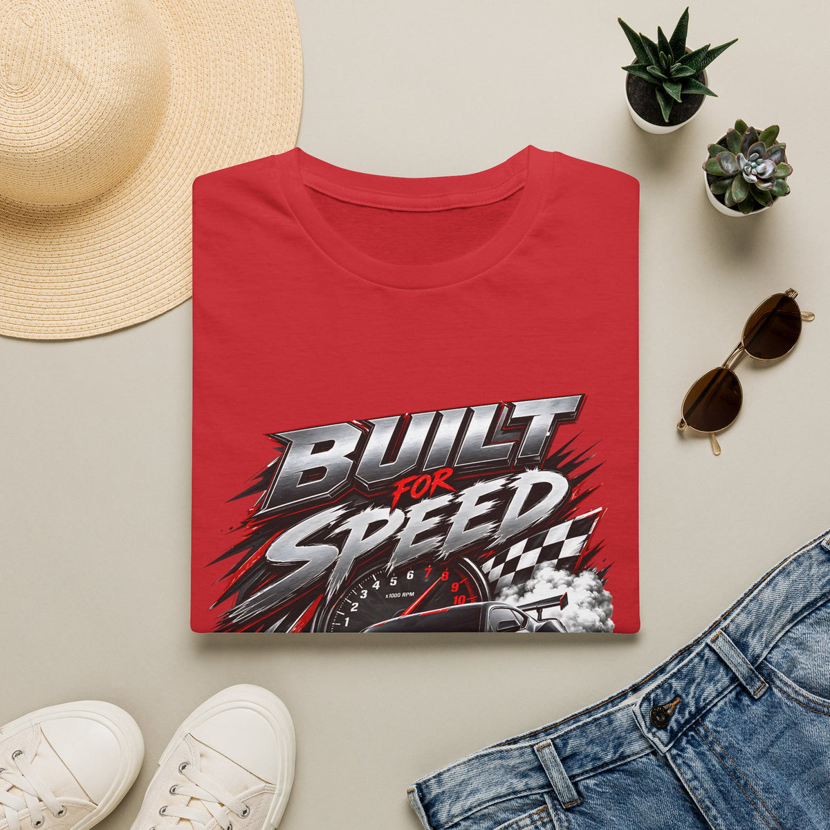 Built for Speed T-Shirt | Racing Car Graphic, Checkered Flag