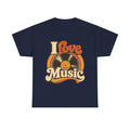 I Love Music vinyl record T-Shirt | Retro 70s typography, orange brown