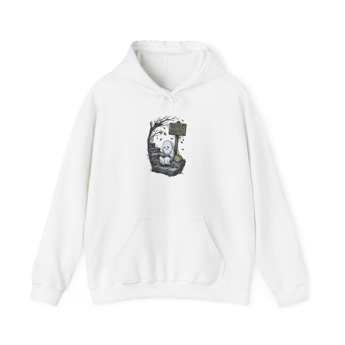 Ghost Cat in Graveyard Hoodie | Halloween Spooky Illustration