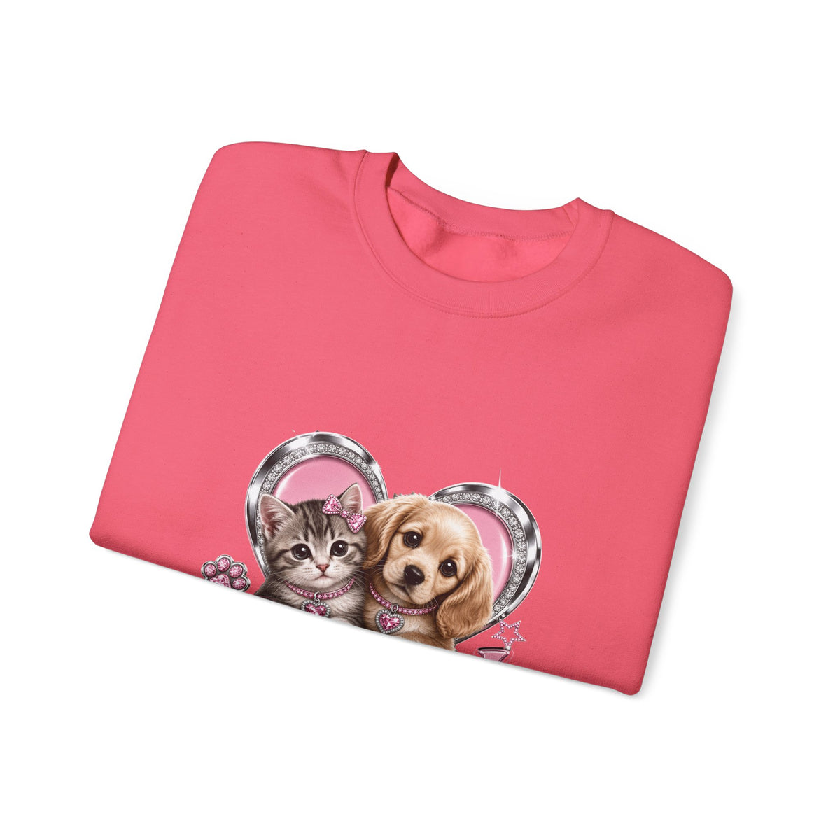 Animal Lovers Sweatshirt | Cat and Dog Heart Design