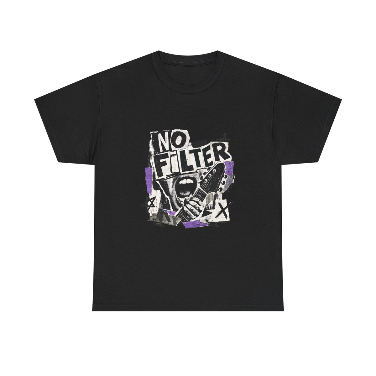 No Filter Graphic Tee — Edgy Microphone Rock Music T‑Shirt