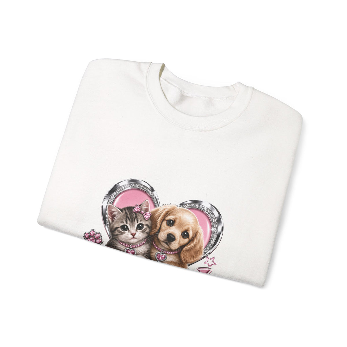 Animal Lovers Sweatshirt | Cat and Dog Heart Design