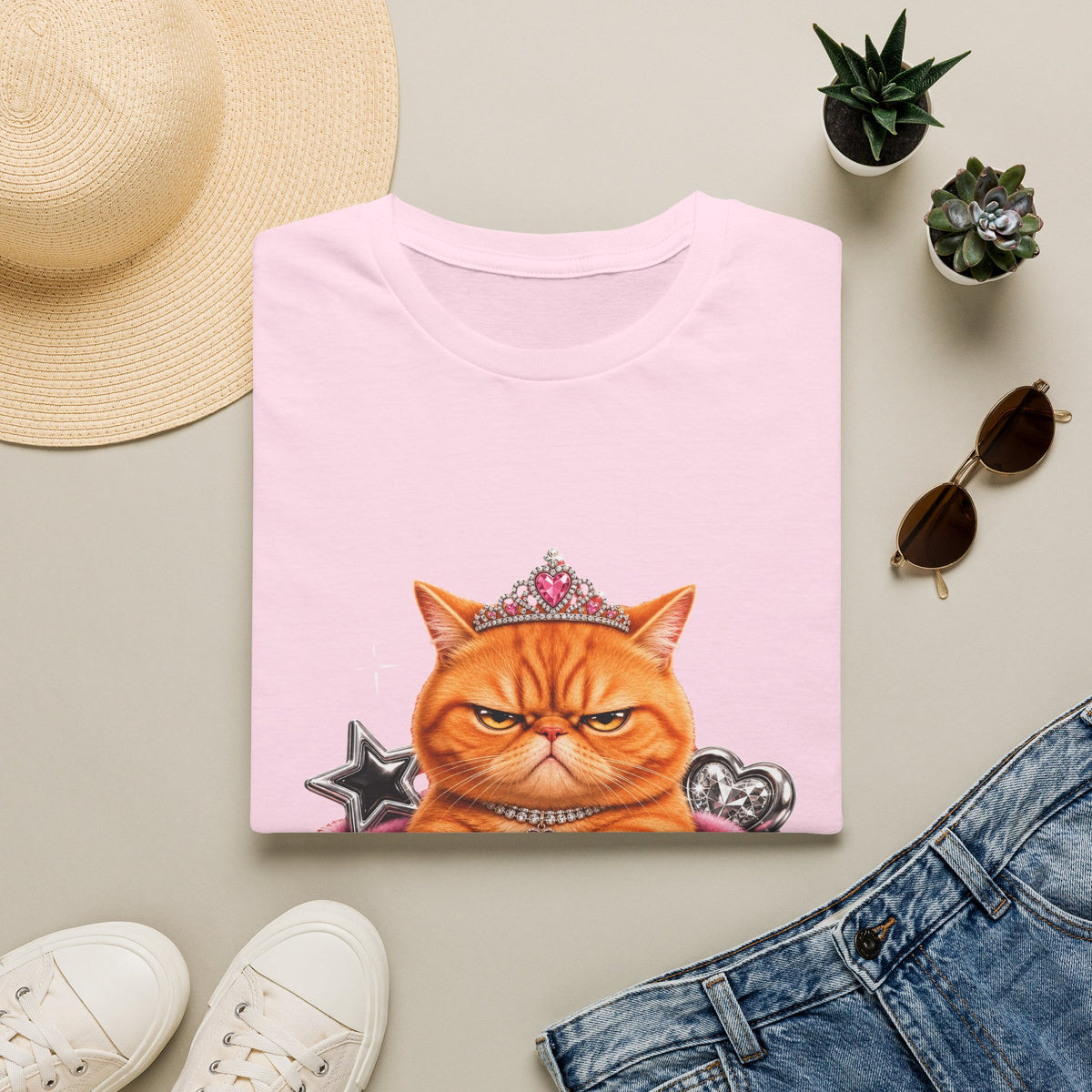 Grumpy Princess Cat T-Shirt — "Attitude Purrfect" Graphic Tee