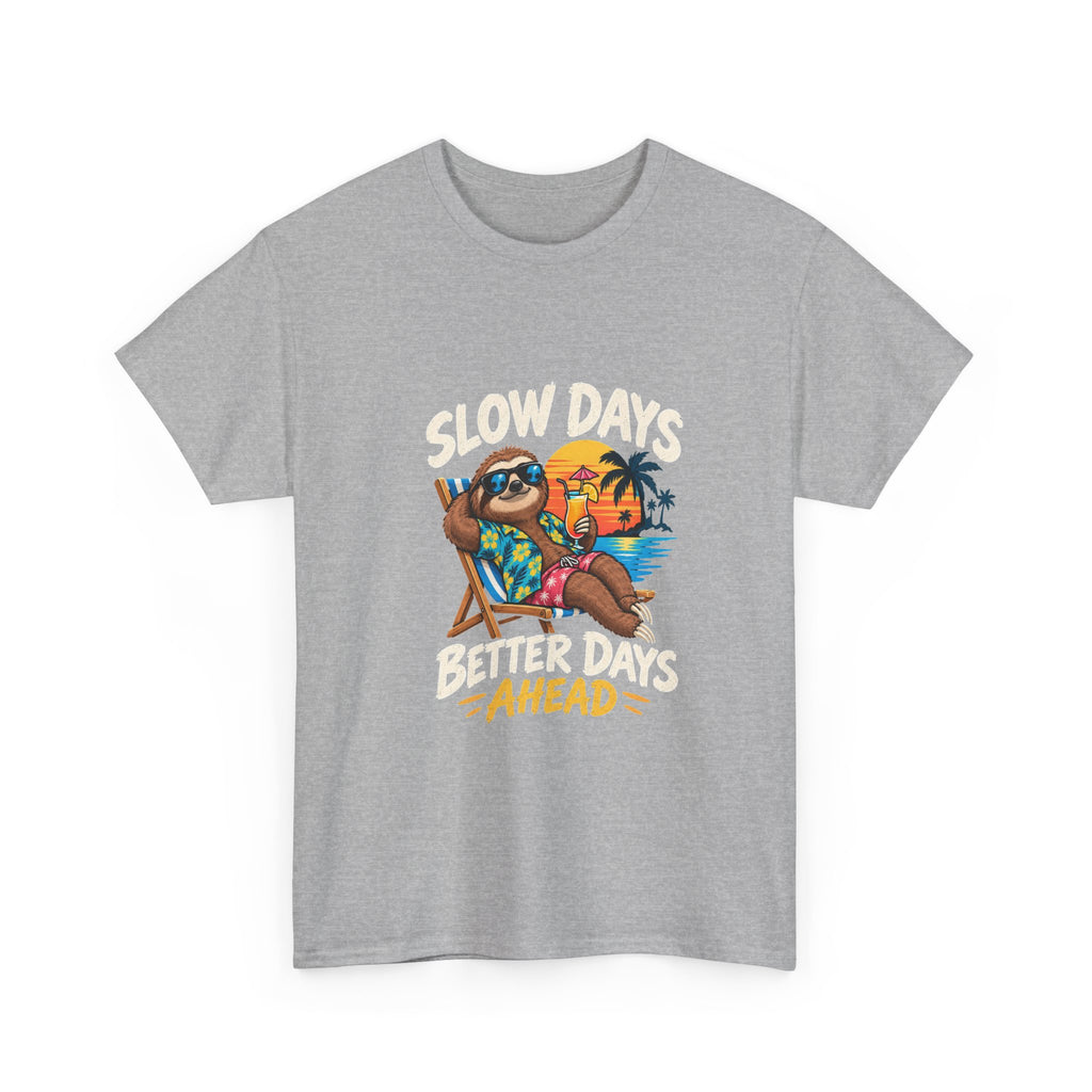 T-Shirt — "Slow Days Ahead" Beach Sloth Vacation Tee