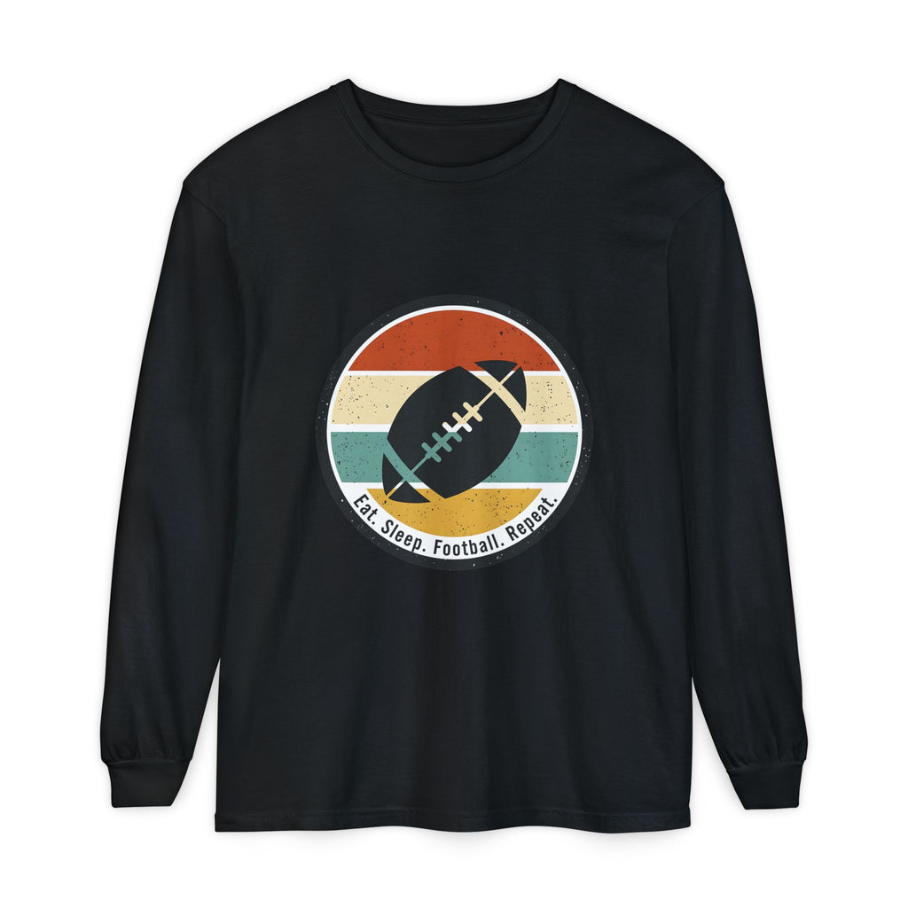 Retro Football Circle graphic Long Sleeve T-Shirt | Fall Sports Tee
