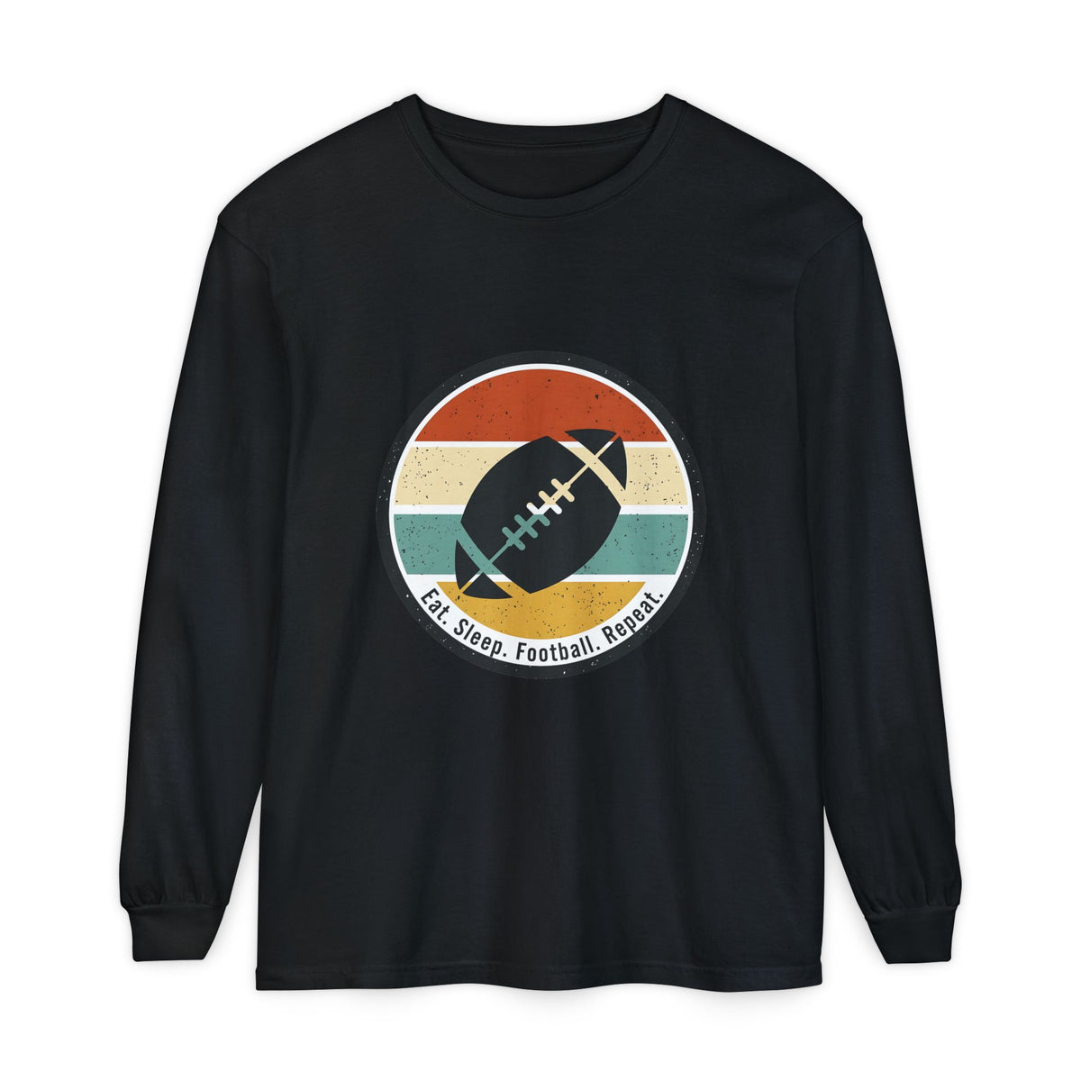 Retro Football Circle graphic Long Sleeve T-Shirt | Fall Sports Tee