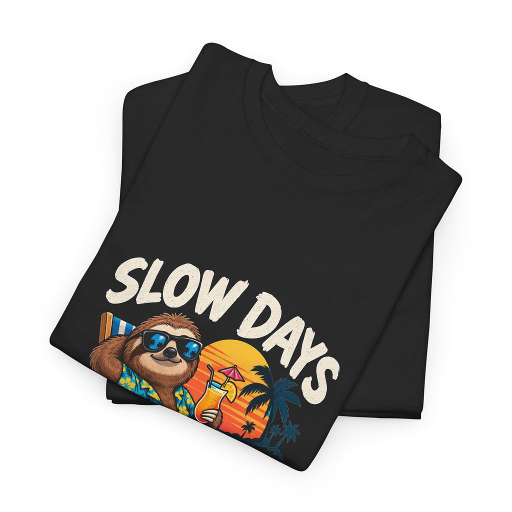 T-Shirt — "Slow Days Ahead" Beach Sloth Vacation Tee
