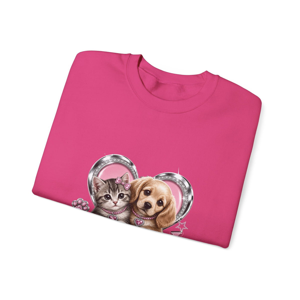Animal Lovers Sweatshirt | Cat and Dog Heart Design
