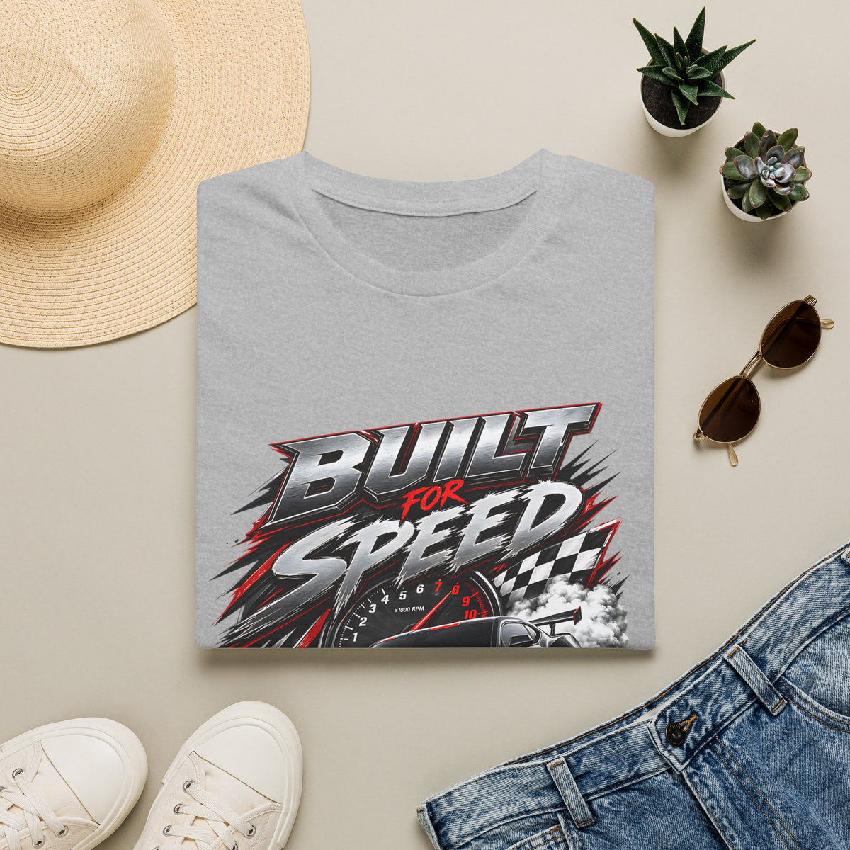 Built for Speed T-Shirt | Racing Car Graphic, Checkered Flag