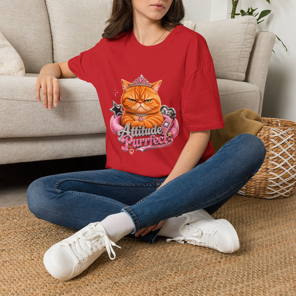 Grumpy Princess Cat T-Shirt — "Attitude Purrfect" Graphic Tee