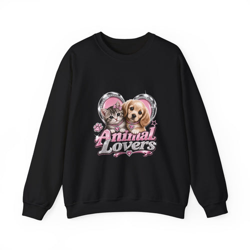 Animal Lovers Sweatshirt | Cat and Dog Heart Design