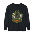 Haunted House with Pumpkins Long Sleeve T-Shirt | Halloween Spooky Art