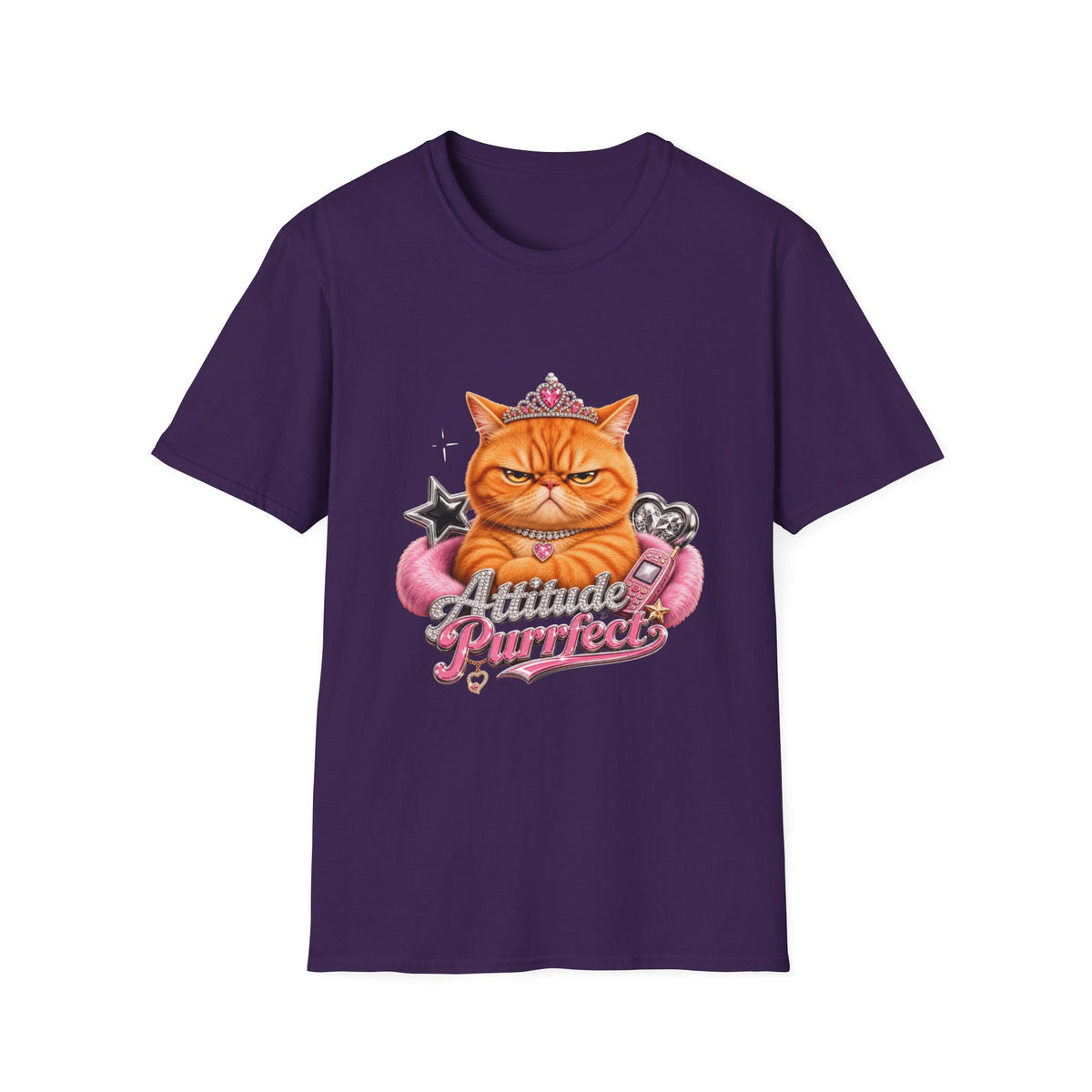 Grumpy Princess Cat T-Shirt — "Attitude Purrfect" Graphic Tee