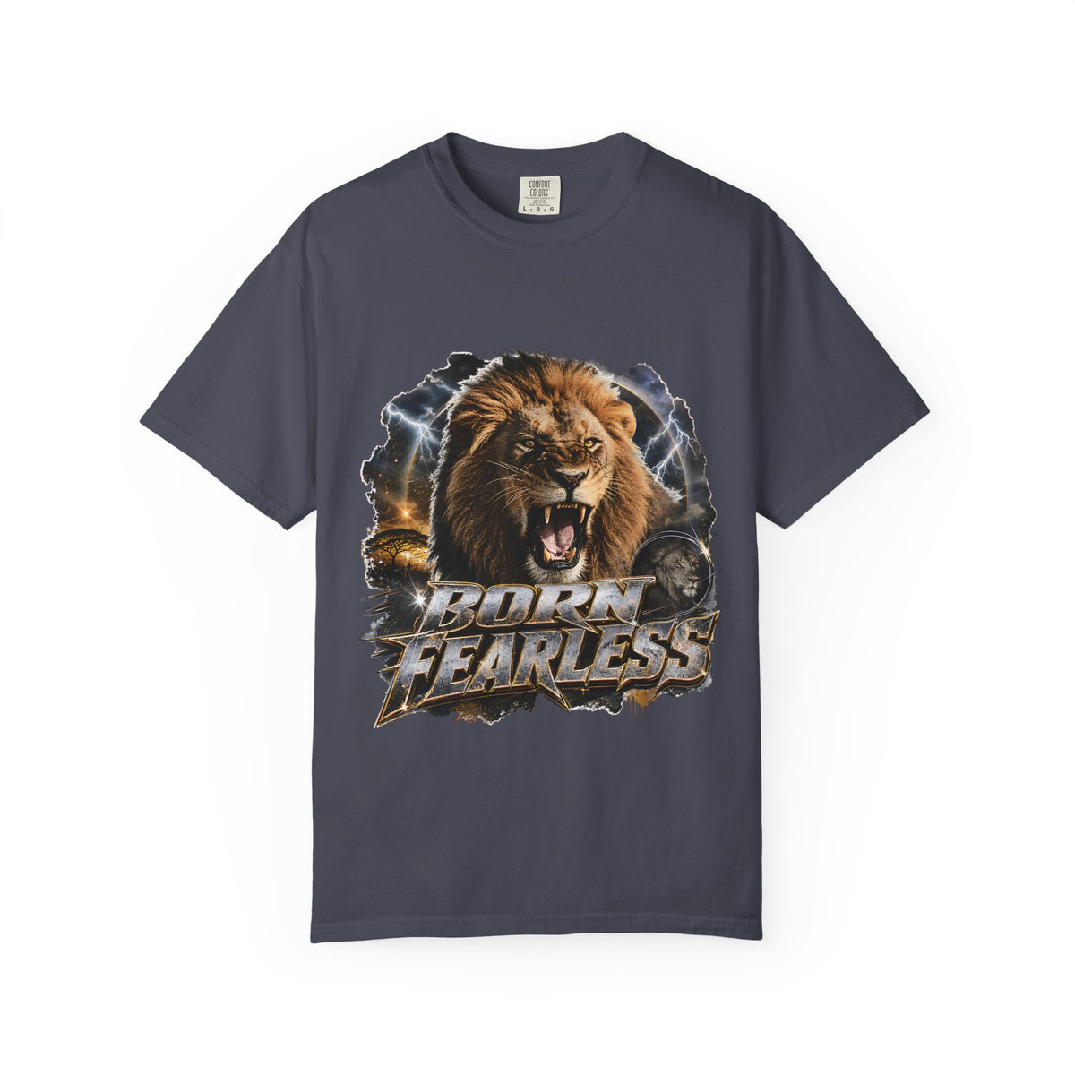 Roaring Lion Born Fearless T-Shirt | Graphic Wildlife Tee