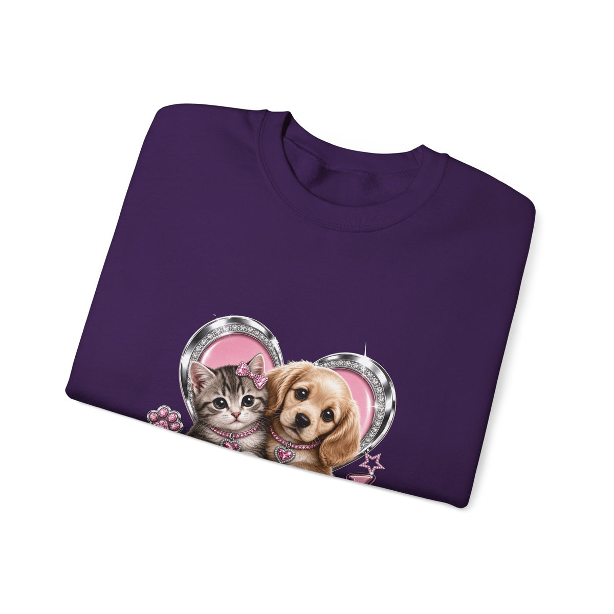 Animal Lovers Sweatshirt | Cat and Dog Heart Design