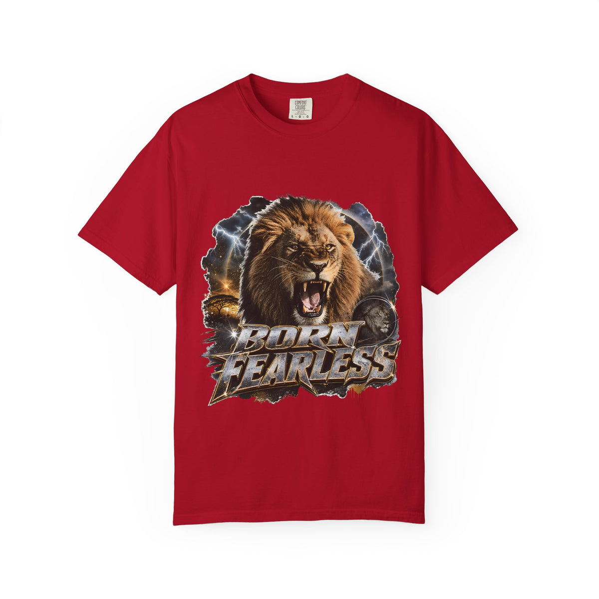 Roaring Lion Born Fearless T-Shirt | Graphic Wildlife Tee