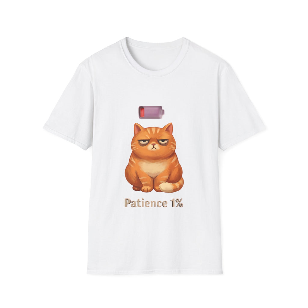 Grumpy Low Battery Cat T-Shirt | Patience 1% Cat Tee