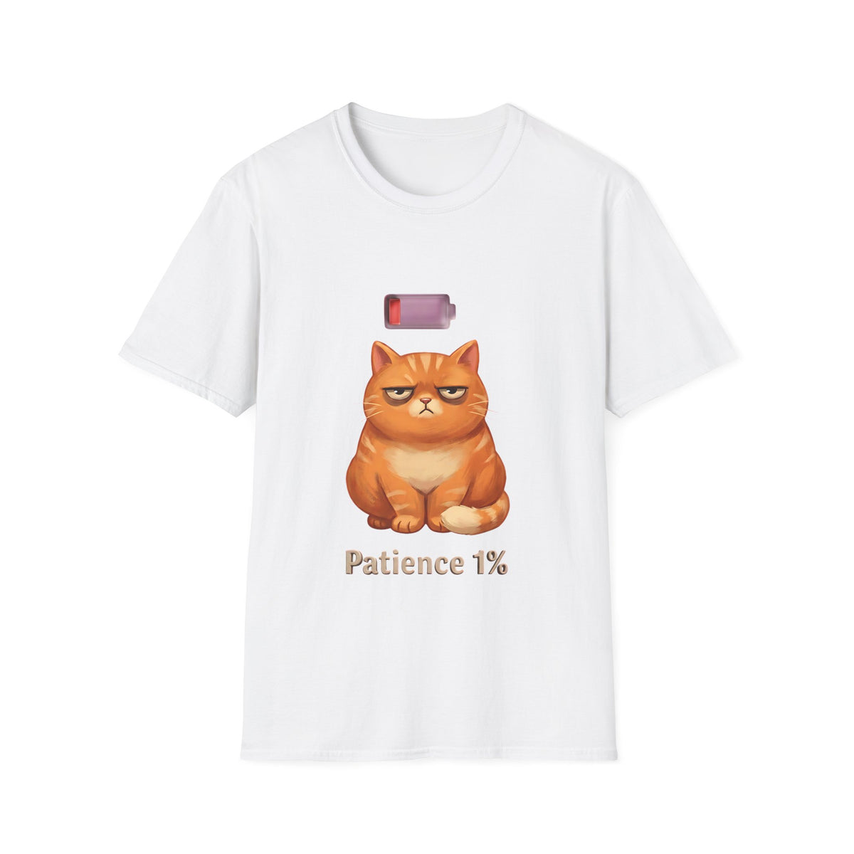 Grumpy Low Battery Cat T-Shirt | Patience 1% Cat Tee