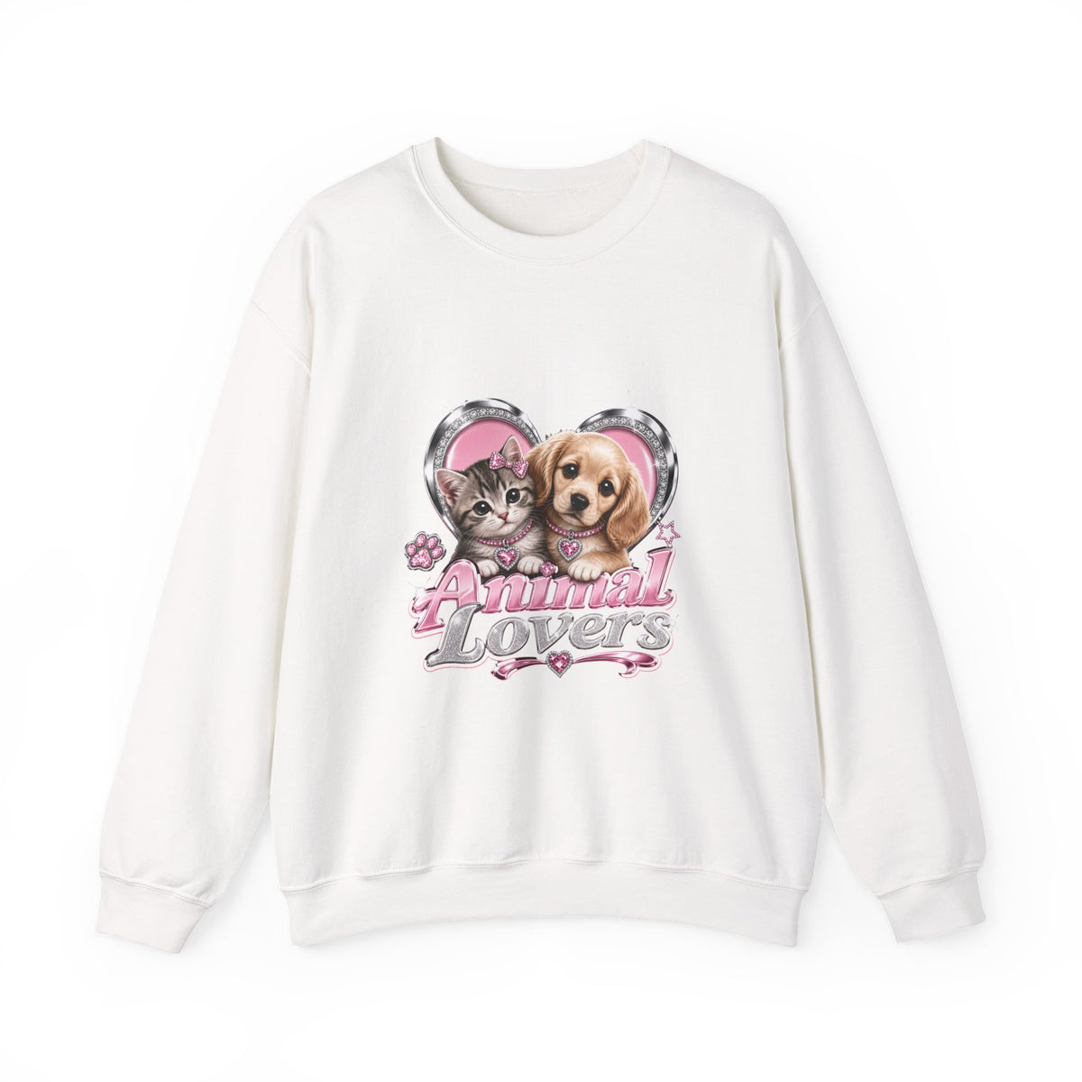 Animal Lovers Sweatshirt | Cat and Dog Heart Design