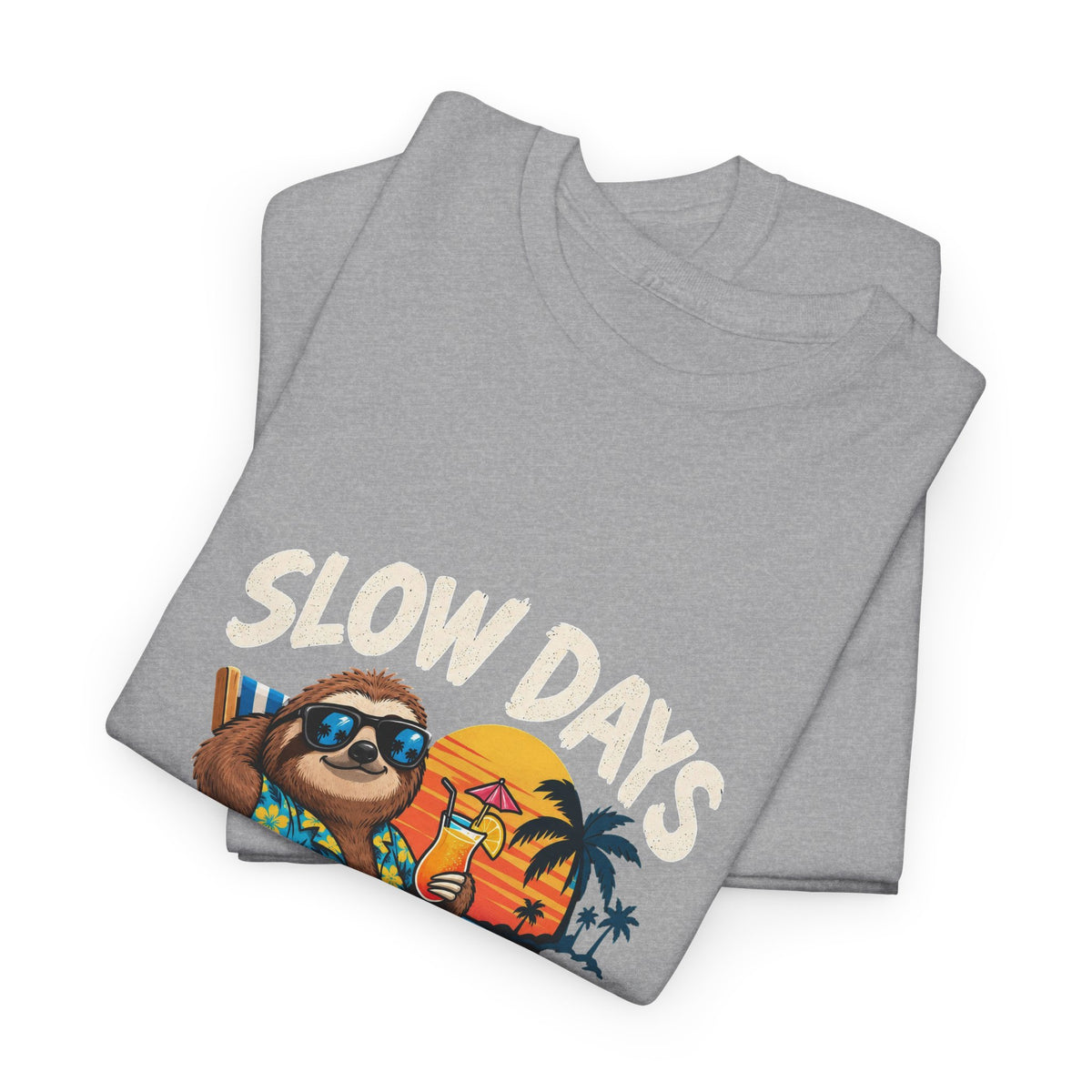 T-Shirt — "Slow Days Ahead" Beach Sloth Vacation Tee