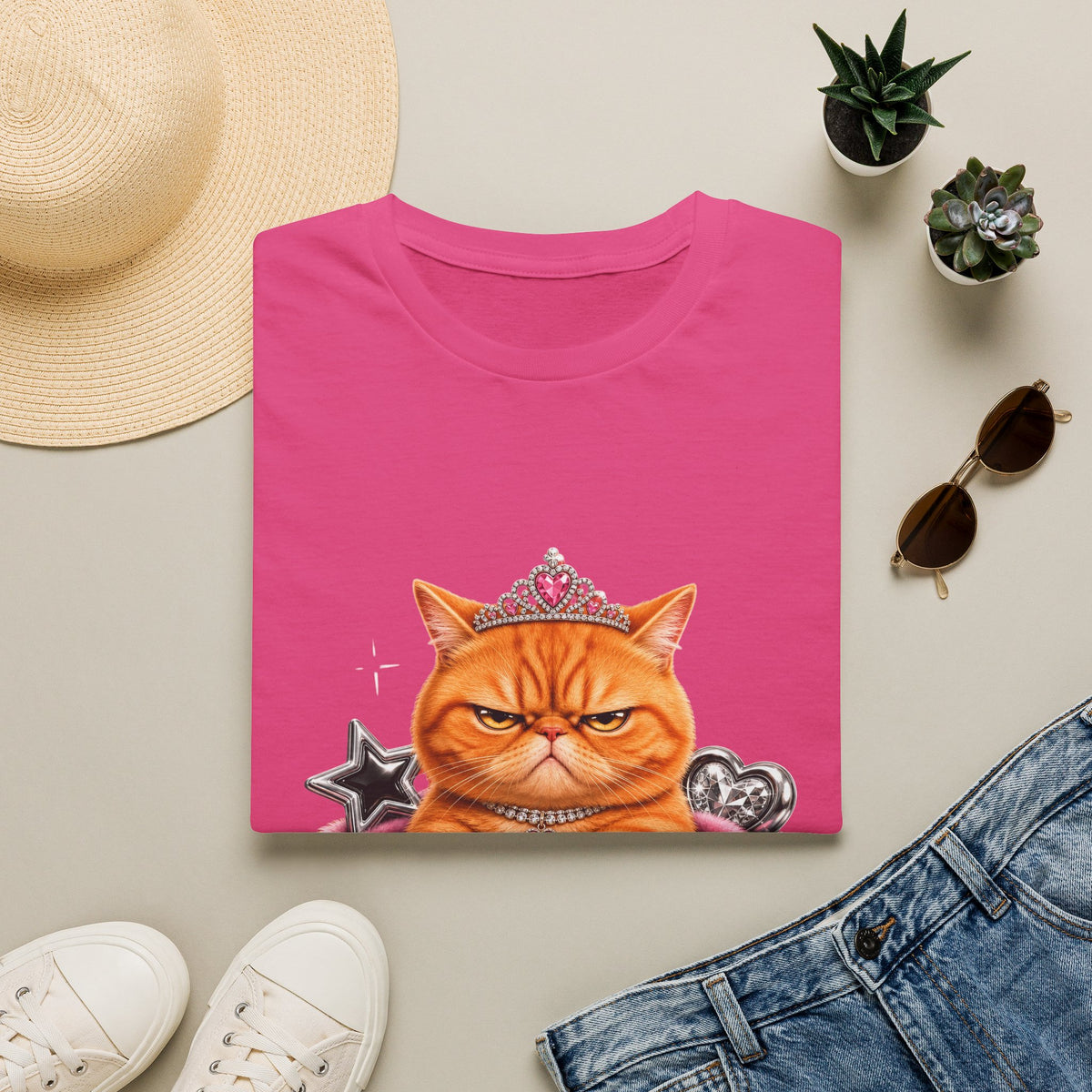 Grumpy Princess Cat T-Shirt — "Attitude Purrfect" Graphic Tee