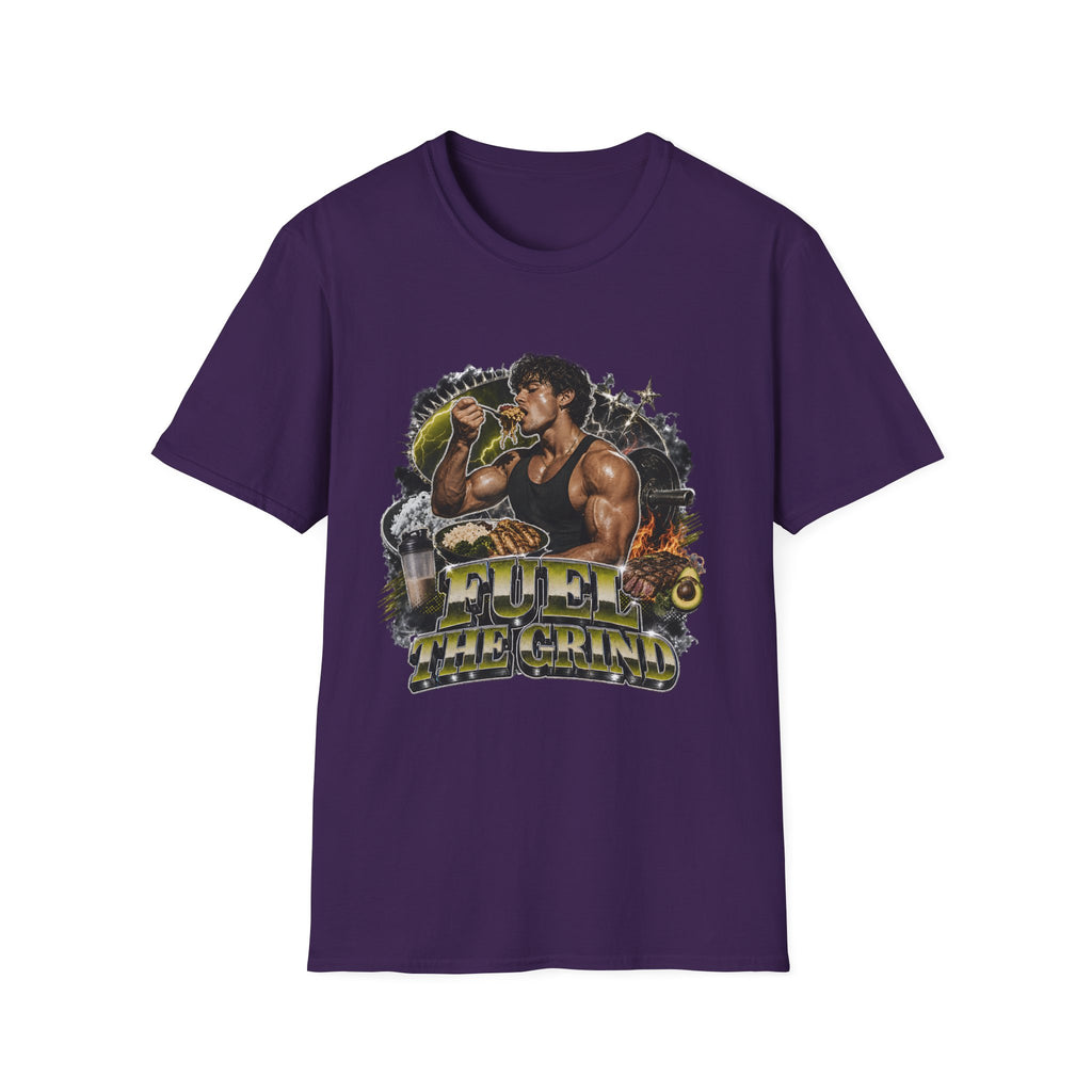 Bodybuilder Eating Food Illustration T-Shirt | Fuel The Grind