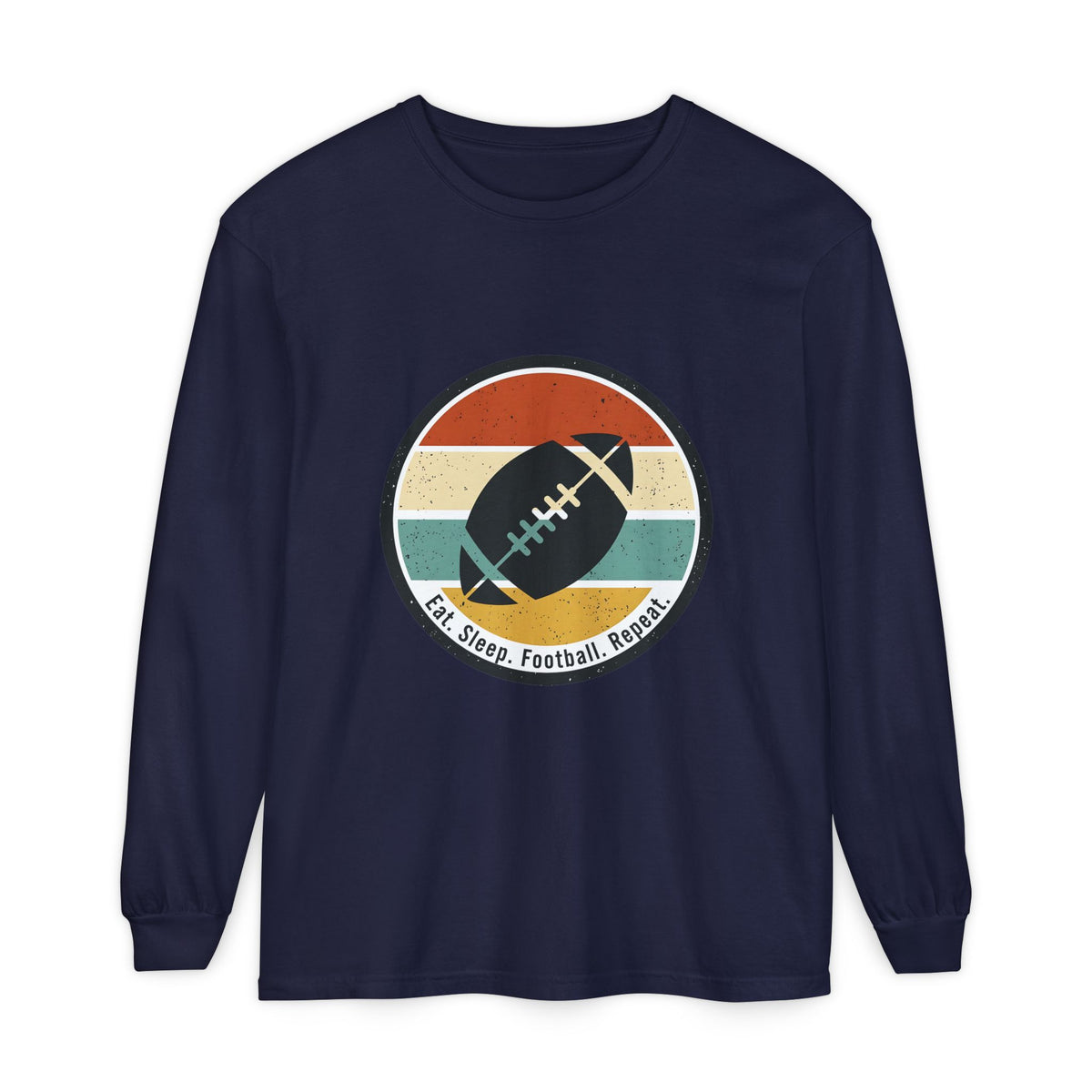 Retro Football Circle graphic Long Sleeve T-Shirt | Fall Sports Tee
