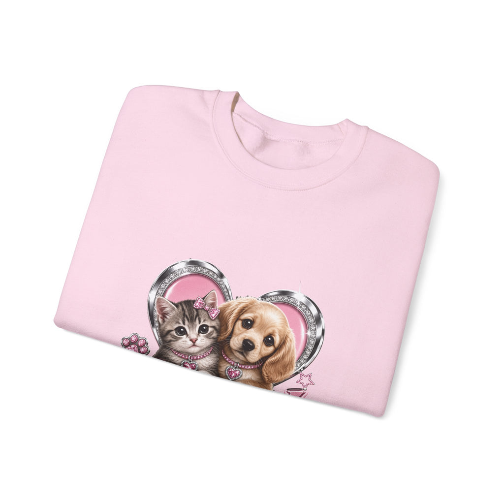 Animal Lovers Sweatshirt | Cat and Dog Heart Design