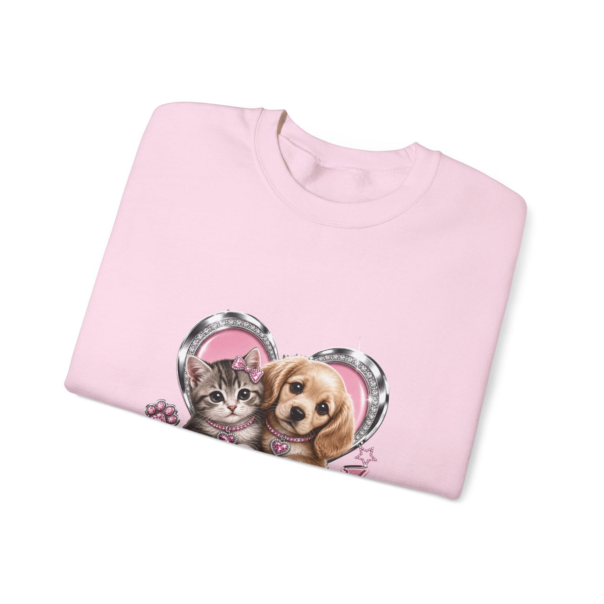 Animal Lovers Sweatshirt | Cat and Dog Heart Design