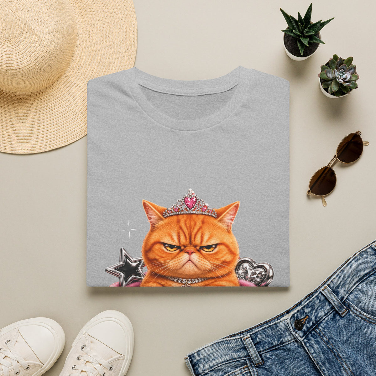 Grumpy Princess Cat T-Shirt — "Attitude Purrfect" Graphic Tee