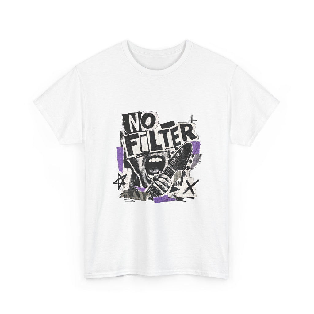 No Filter Graphic Tee — Edgy Microphone Rock Music T‑Shirt