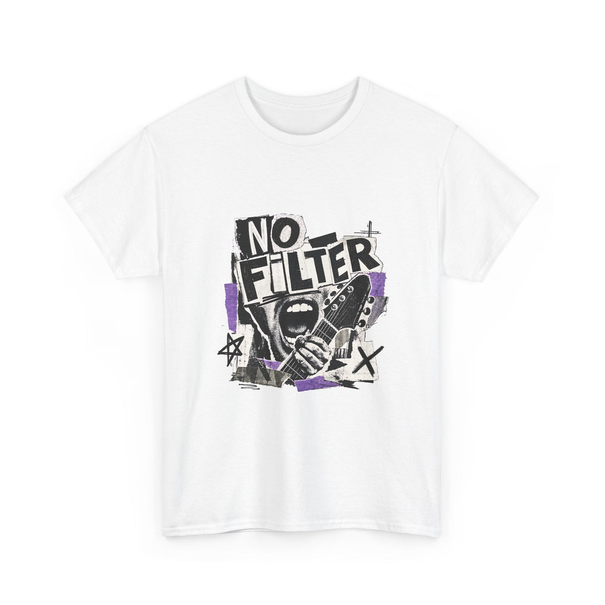 No Filter Graphic Tee — Edgy Microphone Rock Music T‑Shirt