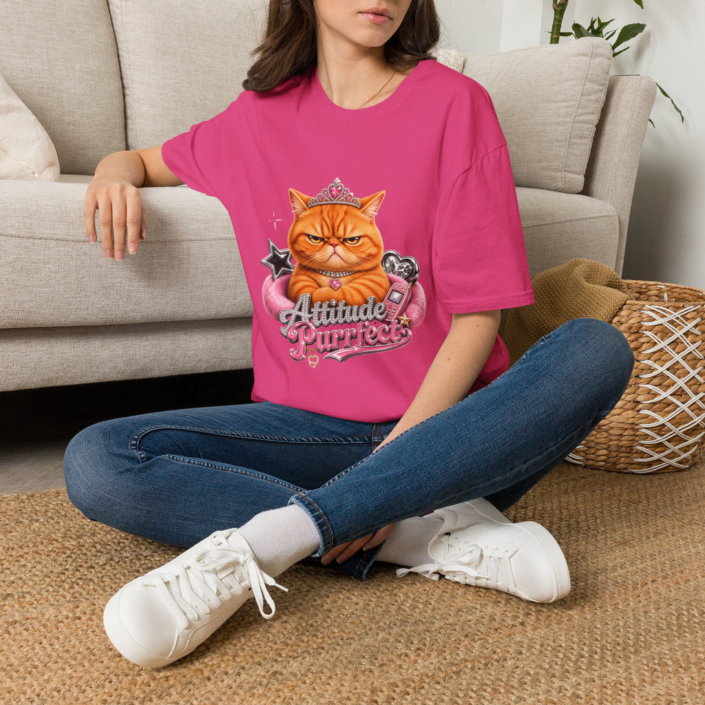 Grumpy Princess Cat T-Shirt — "Attitude Purrfect" Graphic Tee