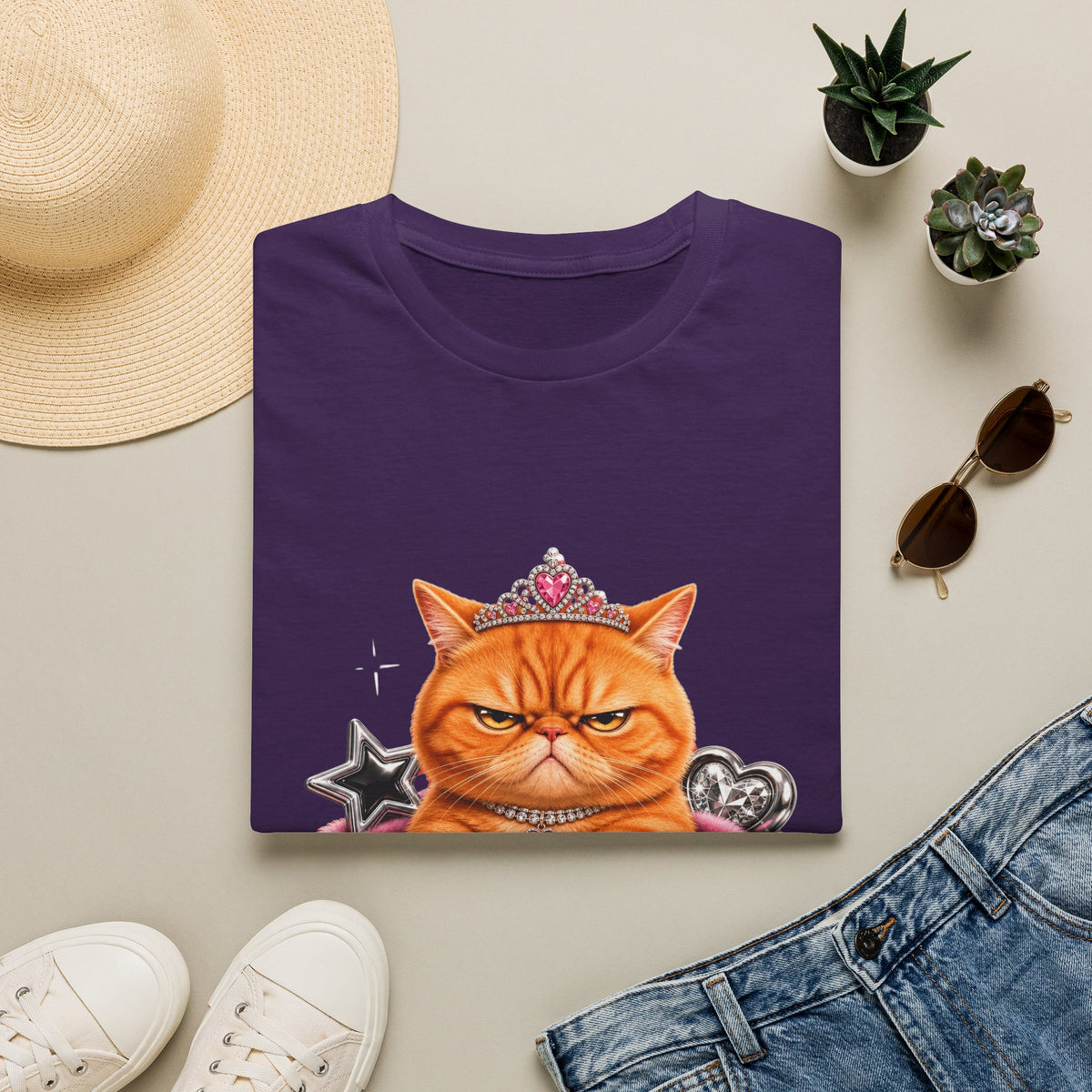 Grumpy Princess Cat T-Shirt — "Attitude Purrfect" Graphic Tee