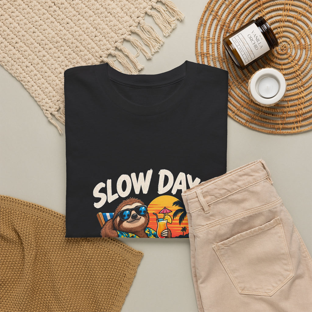 T-Shirt — "Slow Days Ahead" Beach Sloth Vacation Tee