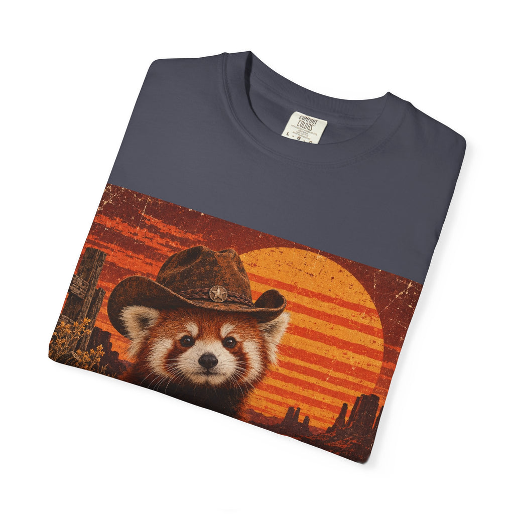 Halloween Red Panda T-Shirt — Vintage Pumpkin Sunset Design
