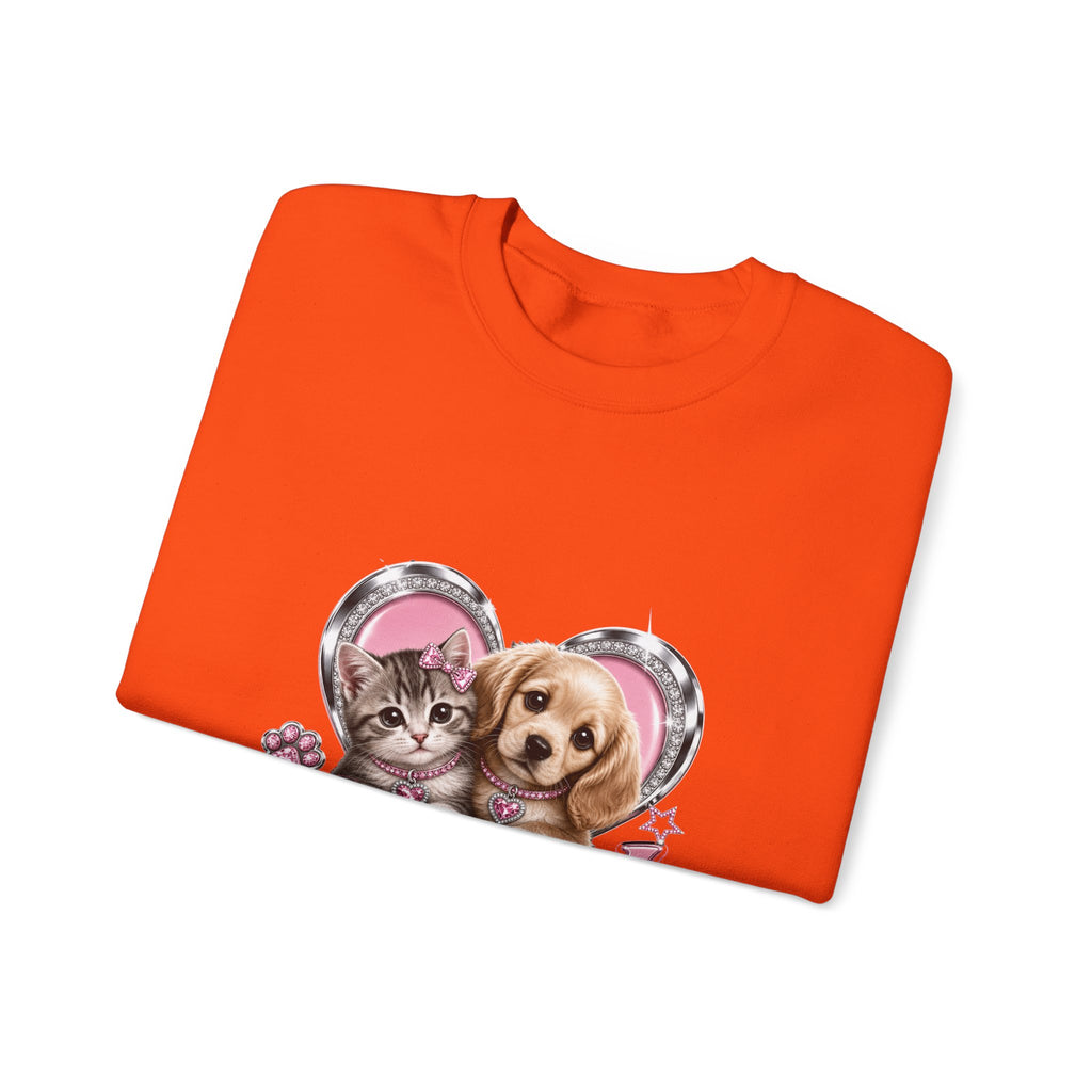 Animal Lovers Sweatshirt | Cat and Dog Heart Design