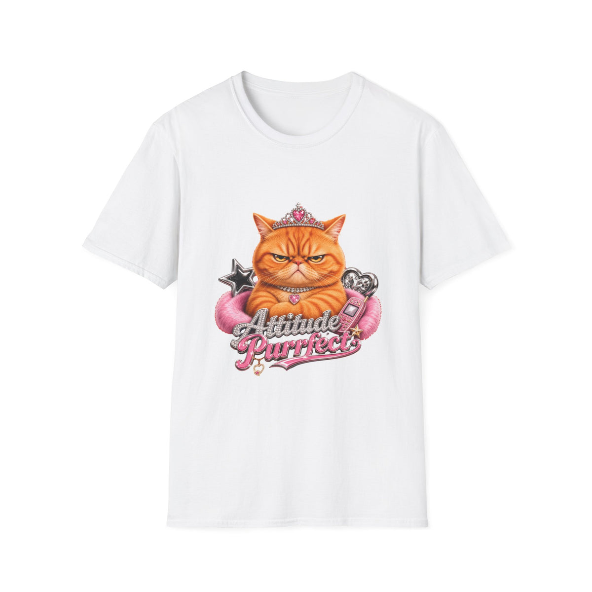 Grumpy Princess Cat T-Shirt — "Attitude Purrfect" Graphic Tee
