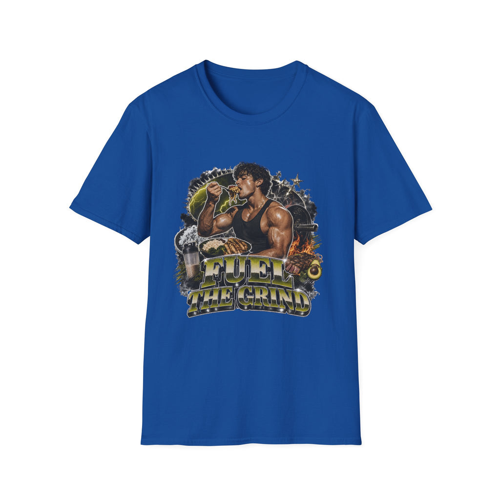 Bodybuilder Eating Food Illustration T-Shirt | Fuel The Grind