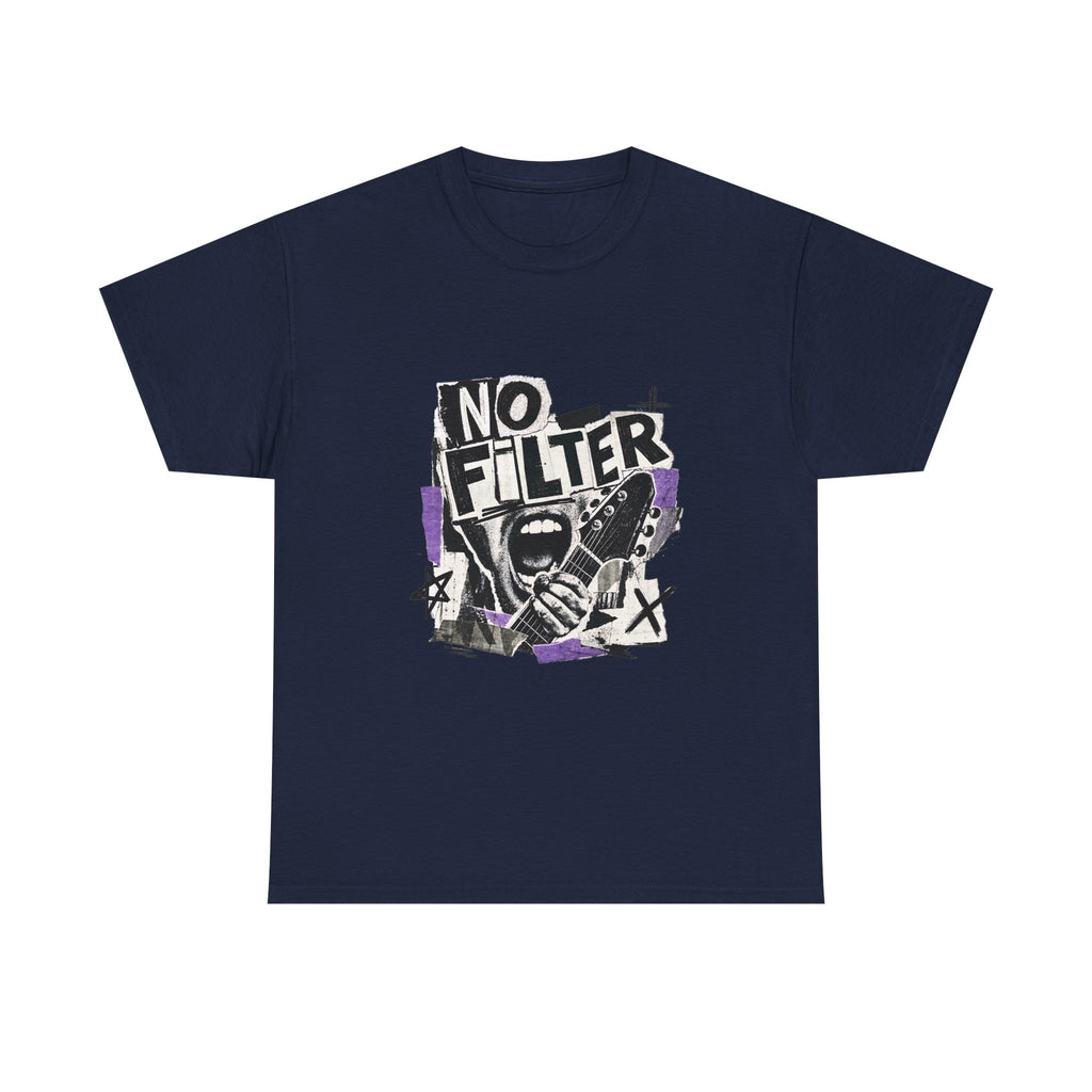 No Filter Graphic Tee — Edgy Microphone Rock Music T‑Shirt