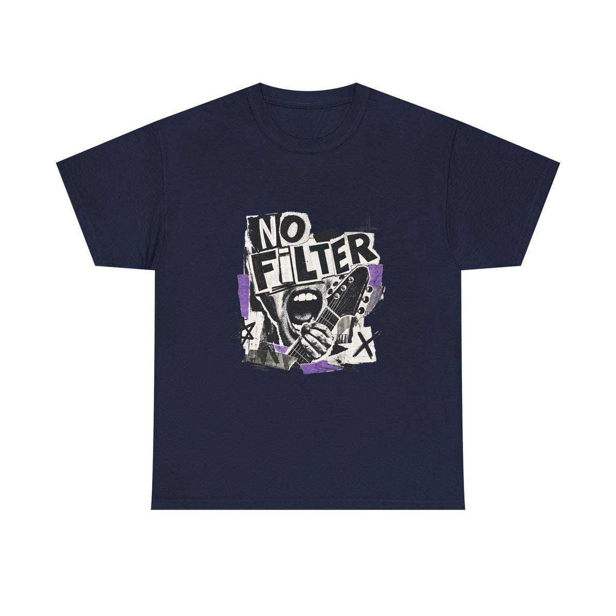 No Filter Graphic Tee — Edgy Microphone Rock Music T‑Shirt